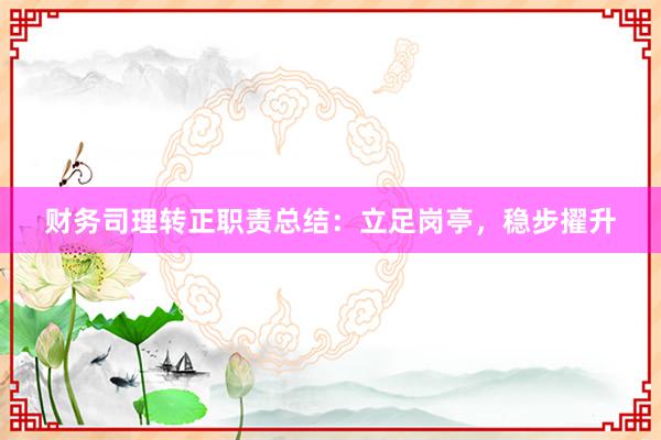 财务司理转正职责总结：立足岗亭，稳步擢升